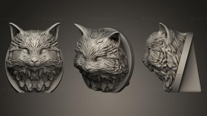 Маски и морды животных (Длинноволосый кот, MSKJ_0037) 3D модель для ЧПУ станка